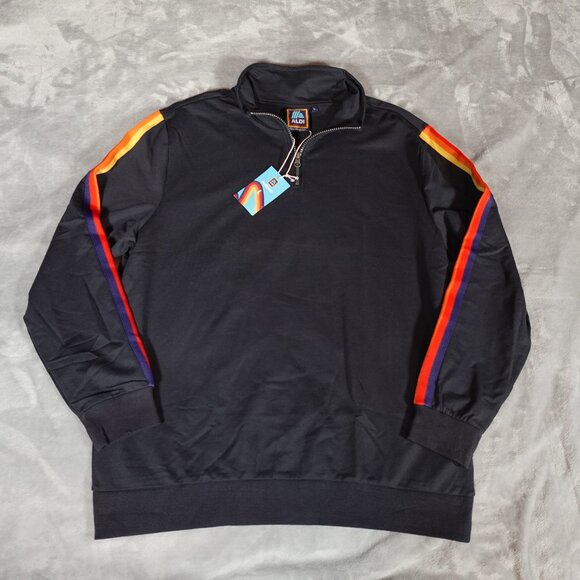 ALDI Gear Collection 1/4 Zip Pullover Sweatshirt Mens L Striped Sleeve Blue - Picture 1 of 10